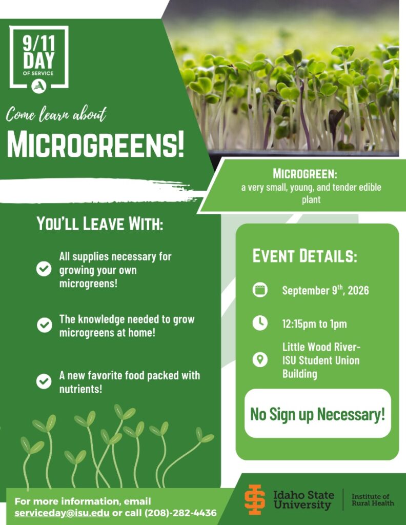 ISU’s 9/11 Day of Service: Microgreens Class, Pocatello, September 9, 2026